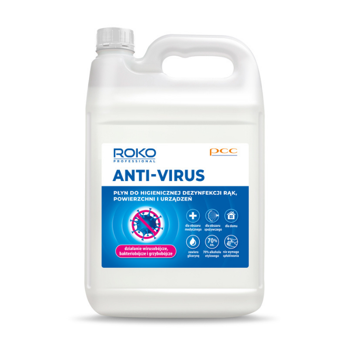 ROKO &reg; PROFESSIONAL ANTI-VIRUS Liquid สำหรับการฆ่าเชื้อมือ พื้นผิว และอุปกรณ์อย่างถูกสุขอนามัย