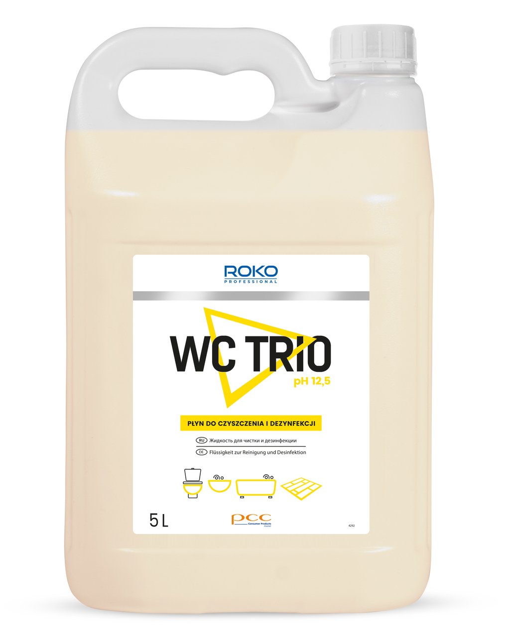 ROKO&reg; PROFESSIONAL WC TRIO Рідина для миття та дезінфекції туалетів